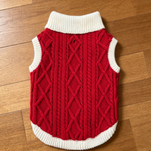 Red Medium Turtleneck Dog Sweater with Leash Hole
