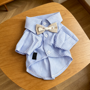 XXL Striped Bow Casual Puppy Shirt