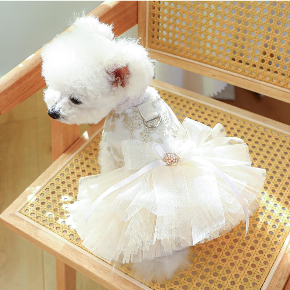 Embroidered Lace Tutu Dog Wedding Dress Small - Image 2
