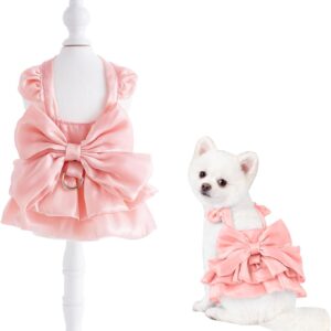Pink Small Dog Princess Wedding Dress with D-Ring