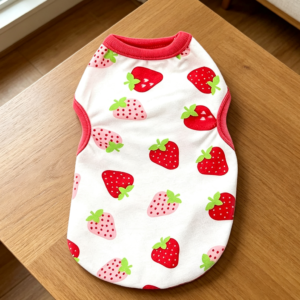 Large Strawberry Print Sleeveless Cotton Dog Tee