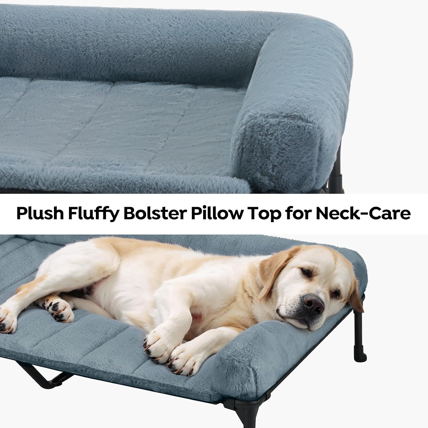 Haze Blue Orthopedic Elevated Bed Plush Bolster - Image 2