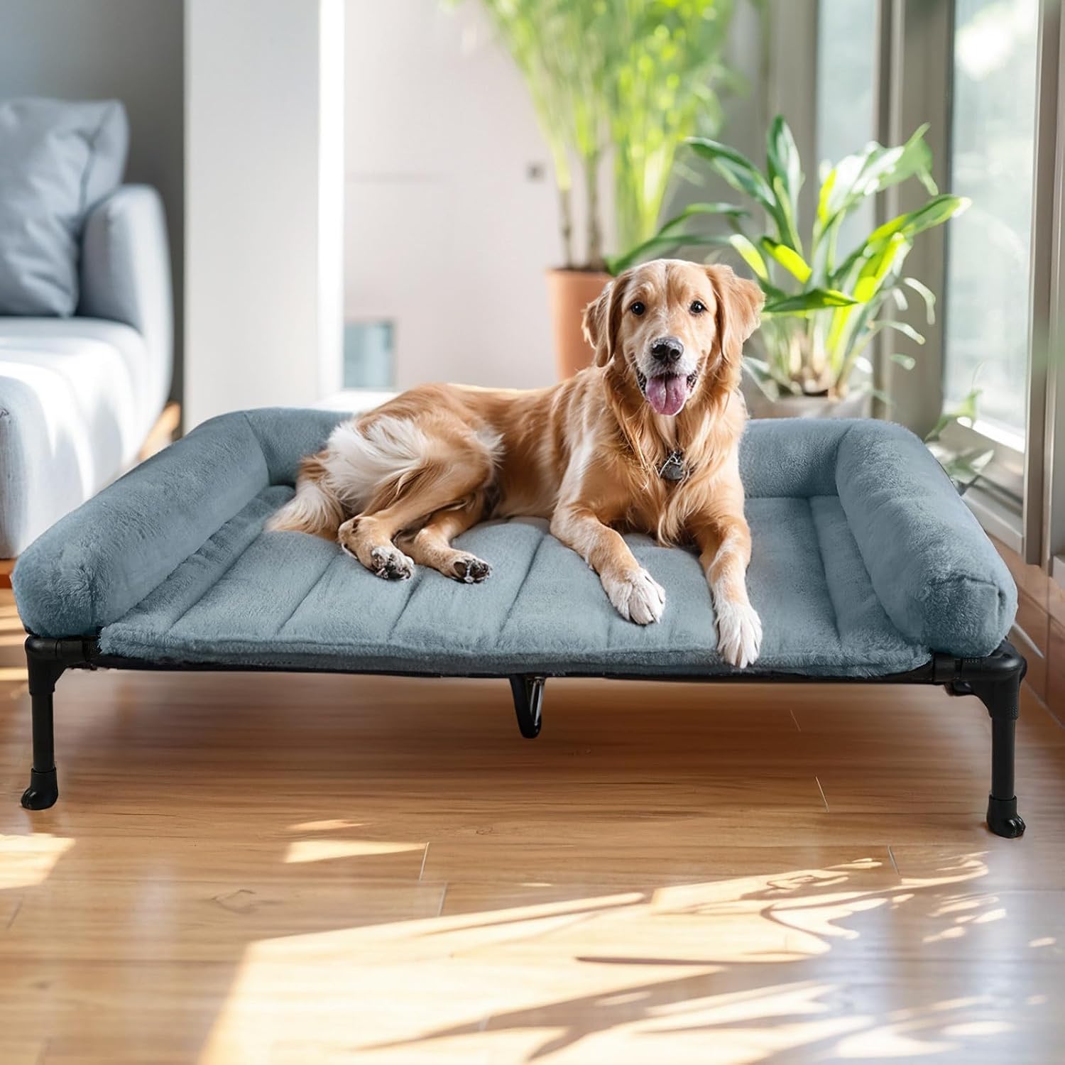 Haze Blue Orthopedic Elevated Bed Plush Bolster