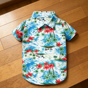 Light Blue Hawaiian Floral Breathable Polo Dog Shirt