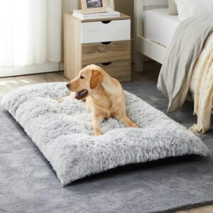 Grey Plush Anti-Slip Dog Bed Mat